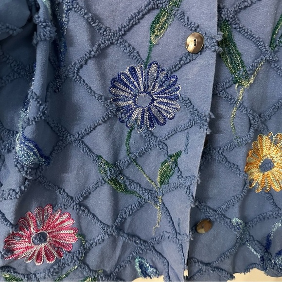 Tantrums Vintage Long Sleeve Blue Embroidered Floral Button Up Jacket Sz M GUC - Picture 3 of 7